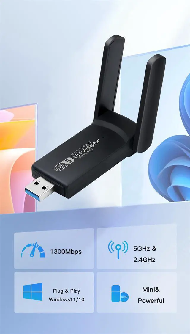 Alt view image 4 of 7 - Weastlinks 1800Mbps WiFi 6 USB Adapter Wireless Network Card USB 3.0 WiFi6 Dongle USB LAN Ethernet Dual Band 2.4G/5.8G For PC Laptop Win 10