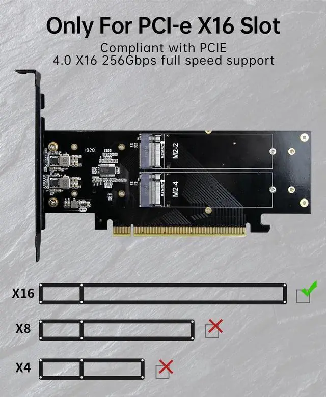 Alt view image 2 of 7 - Weastlinks 4 SSD M.2 X16 PCIe 4.0 X4 Expansion Card with Heatsink, Supports 4 NVMe M.2 2280 up to 256Gbps, Support Bifurcation Raid
