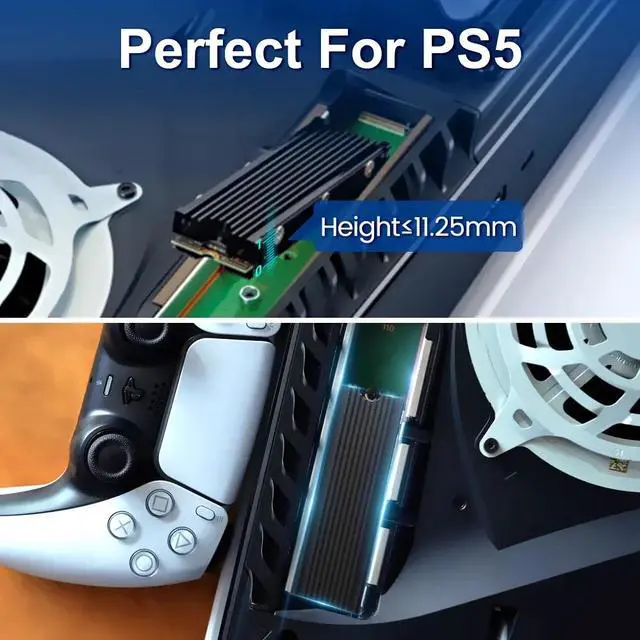 Alt view image 2 of 7 - Weastlinks M.2 2280 SSD Heatsink Support PS5 PC NVME NGFF 2280 SSD Double-Sided Heat Sink Cooling with Thermal Silicone Pads Cooler