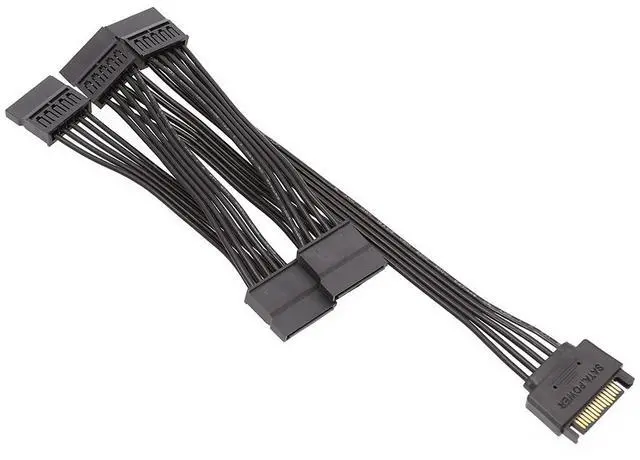 Alt view image 4 of 7 - Weastlinks 2pcs New SATA 15Pin M 1 to 5 SATA 15Pin F Hard Drive Power Supply Splitter Cable Cord for DIY PC Sever 15-pin Power Adapter 60CM Wire