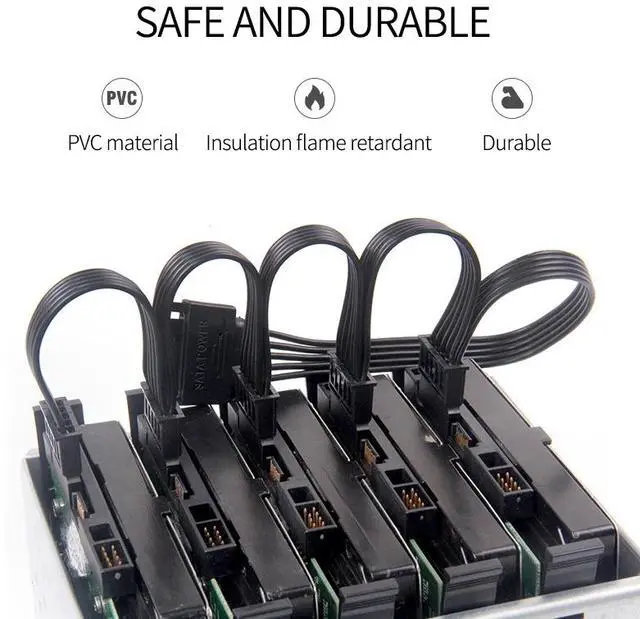 Alt view image 7 of 7 - Weastlinks 2pcs New SATA 15Pin M 1 to 5 SATA 15Pin F Hard Drive Power Supply Splitter Cable Cord for DIY PC Sever 15-pin Power Adapter 60CM Wire