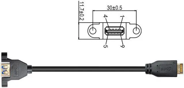 Alt view image 7 of 7 - Weastlinks USB 3.2 Gen2 Front Panel Screw Mount Extension Cable 10Gbps 20Pin TYPE-E to USB3.1 TYPE-A Female/Male Connector Extensor Adapter