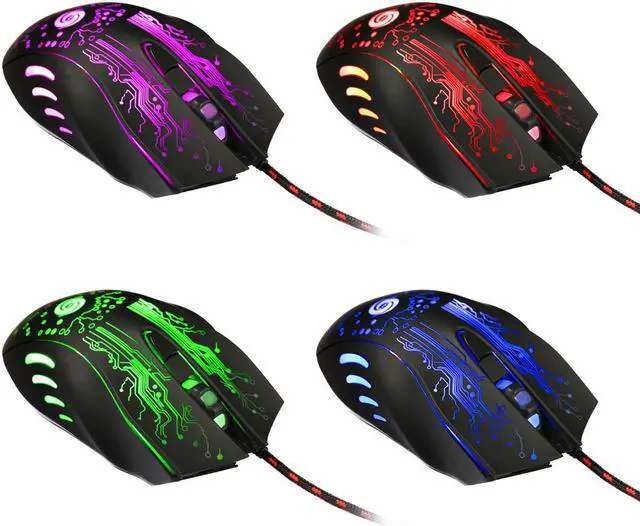 Alt view image 4 of 7 - Weastlinks 5500/3200/2400 DPI LED Optical USB Wired Gaming Mouse 7 /6/3 Buttons Gamer Computer Mice
