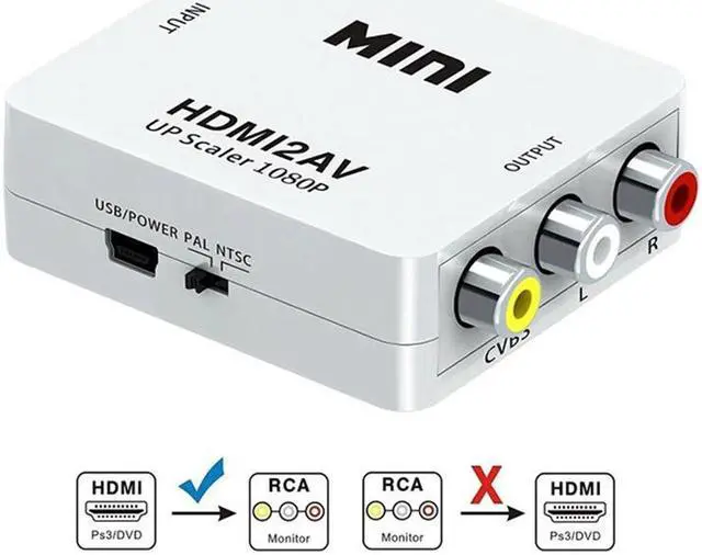 Main image of Weastlinks HDMI TO AV RCA CVSB L/R Video 1080P Scaler Converter Box HD Video Composite Adapter HDMI2AV Adapter Support NTSC PAL