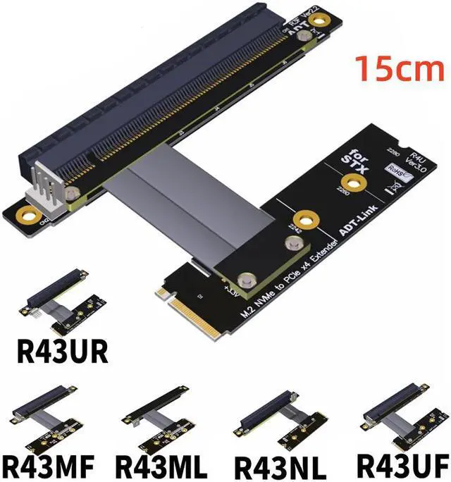 Alt view image 2 of 7 - Weastlinks PCI-E 3.0 Riser Card M.2 for NGFF for NVMe to PCIe x16 Extension Cable Gen3 SATA Power Cable 32G/bps for BTC Miner
