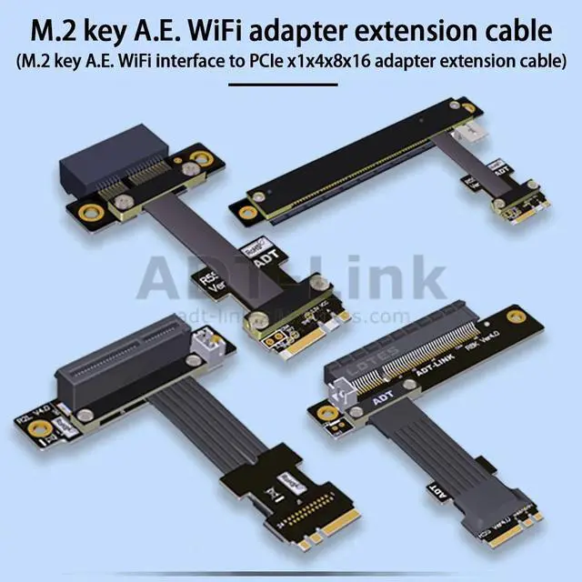 Alt view image 2 of 7 - Weastlinks M.2 Key A.E. WiFi To PCI Express X1 X4 X8 X16 Extension Cable Riser PCI-E 3.0 4.0 1x 4x 8x 16x NGFF M2 Adapter Cable