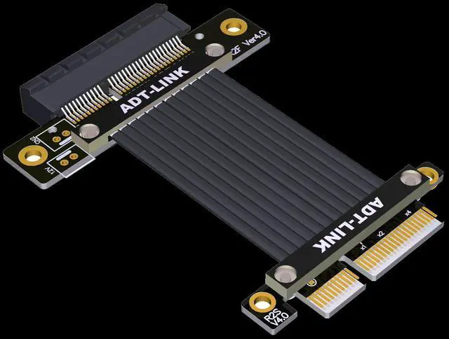 Alt view image 3 of 6 - Weastlinks Riser 4.0 PCIe 4.0 X4 ADT-Link PCI Express 4.0 X4 Extension Cable Vertical 90 Degree