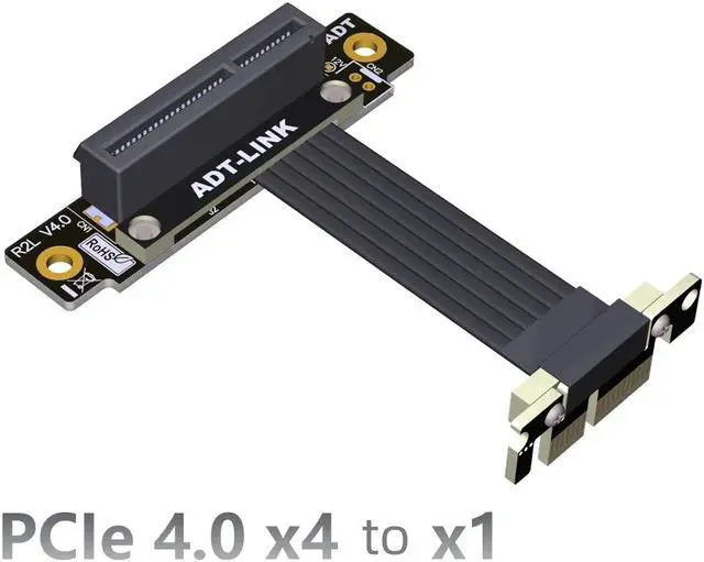 Alt view image 2 of 4 - Weastlinks Riser PCIe X1 To X4 PCI Express 4.0 X1 To X4 Double 90 Degrees For PCIe X4 NVMe SSD, LAN, USB Cards,extension Vertical