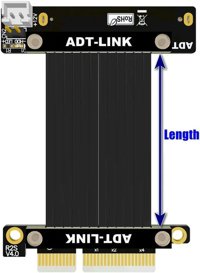 Alt view image 3 of 4 - Weastlinks Riser U.2 Interface U2 To PCI-E 4.0 X4 SFF-8639 NVMe Solid State Transfer Extension Data Gen4.0 Cable 4 PCIe 4x
