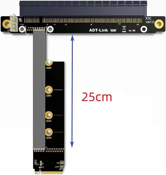 Alt view image 5 of 7 - Weastlinks M.2 NVMe to x16 PCIe extension cables for BTC mining ,PCI express 3.0 16x BTC mining GPU PCIe extension