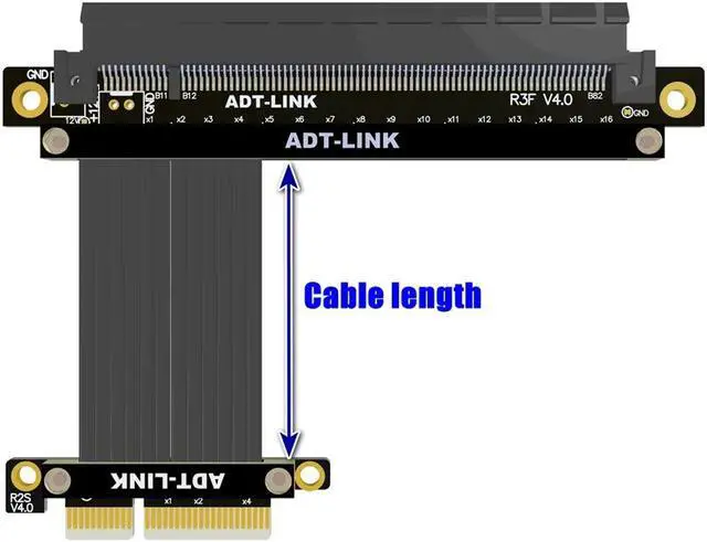 Alt view image 3 of 4 - Weastlinks PCIe 4.0 x4 to x16 Riser Cable 32G/bps PCI-E 4x 16x Extender Conversion Cable PCI Express GEN4