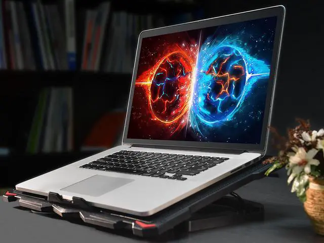 Alt view image 6 of 7 - AICHESON Laptop Fan Cooling Pad for 15.6"-17.3" Laptops, 5 Cooler Fans with Red Lights