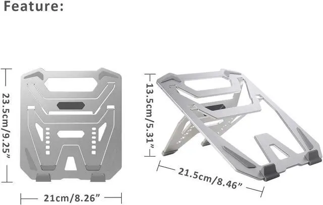 Alt view image 7 of 8 - AICHESON Adjustable Aluminum Silver Laptop Stand