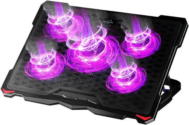Main image of AICHESON Laptop Fan Cooling Pad for 15.6"-17.3" Laptops, 5 Cooler Fans with Purple Lights
