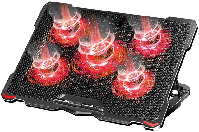 Main image of AICHESON Laptop Fan Cooling Pad for 15.6"-17.3" Laptops, 5 Cooler Fans with Red Lights