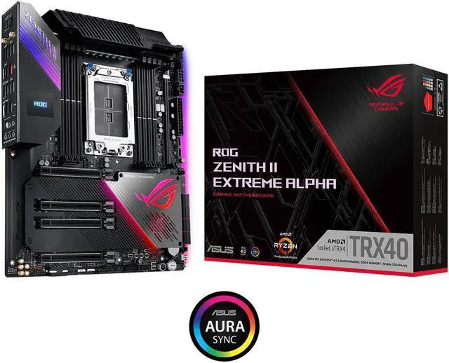 Alt view image 6 of 9 - ASUS ROG Zenith II Extreme Alpha TRX40 Gaming AMD 3rd Gen Ryzen Threadripper sTRX4 EATX Motherboard with 16 Infineon Power Stages, PCIe 4.0, Wi-Fi 6 (802.11ax), 10Gbps Ethernet, 5 x M.2, 8 x SATA, USB