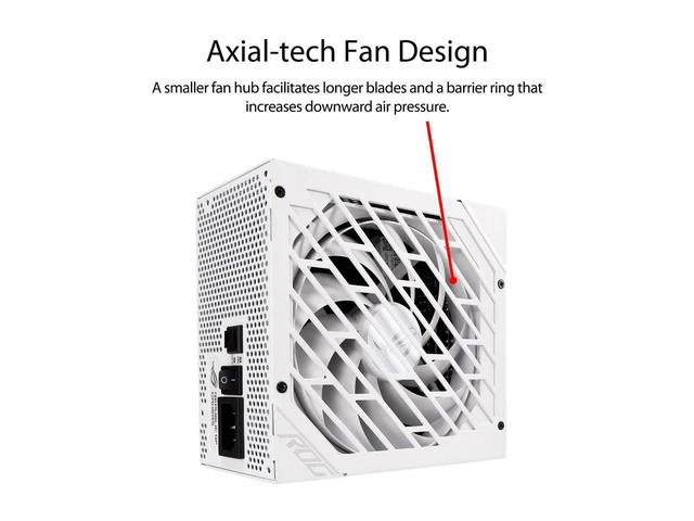 Alt view image 2 of 3 - ASUS ROG STRIX 850G 850W White Edition Power Supply, ROG Heatsinks, Axial-tech Fan Design, Dual Ball Fan Bearings, 0dB Technology, 80 PLUS Gold Certification, Fully Modular Cables