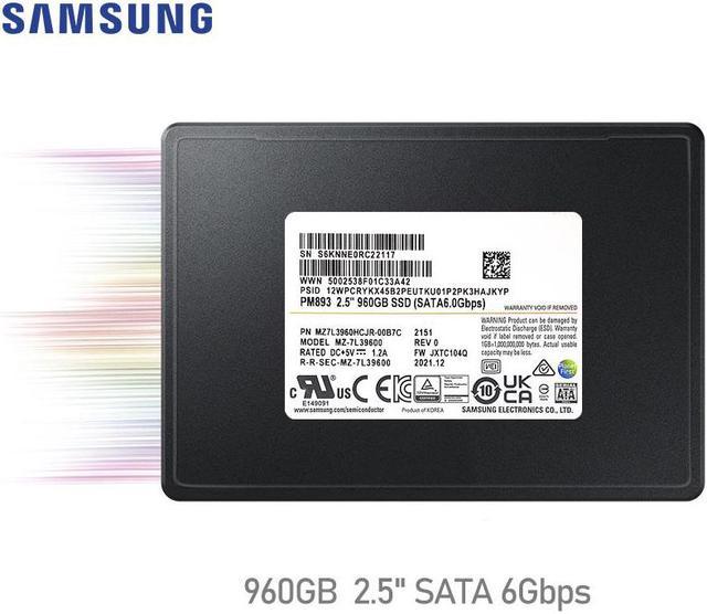 SAMSUNG SSD PM893 Solid State Drive 960GB SATA 6Gb/s 2.5inch MZ7L3960HCJR