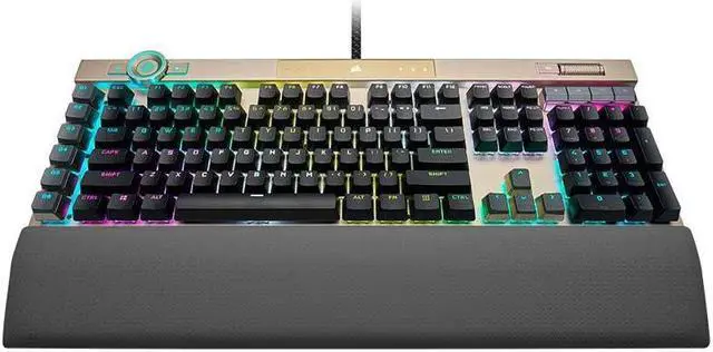Alt view image 2 of 4 - CORSAIR K100 RGB SE Midnight Gold Edition Optical-Mechanical Gaming Keyboard, Backlit RGB LED, CORSAIR OPX Keyswitches-Midnight Gold(CH-912A21A-CN)