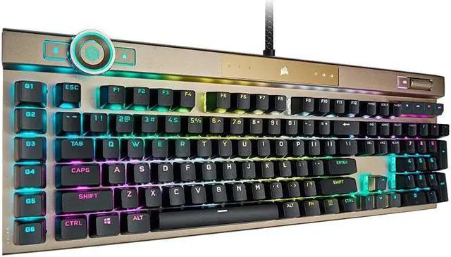 Alt view image 4 of 4 - CORSAIR K100 RGB SE Midnight Gold Edition Optical-Mechanical Gaming Keyboard, Backlit RGB LED, CORSAIR OPX Keyswitches-Midnight Gold(CH-912A21A-CN)