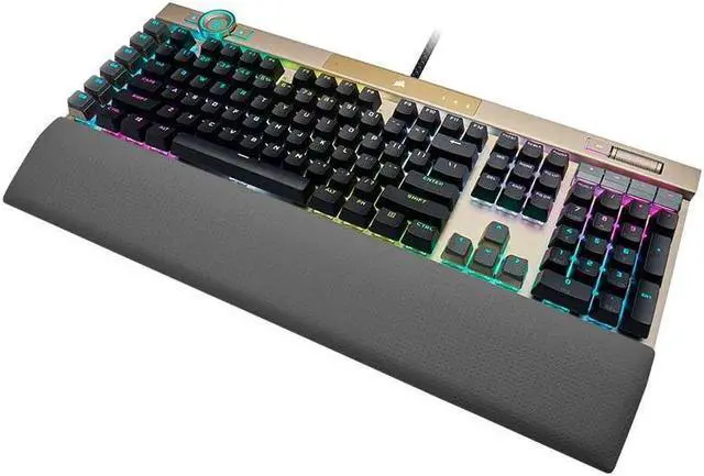 Alt view image 3 of 4 - CORSAIR K100 RGB SE Midnight Gold Edition Optical-Mechanical Gaming Keyboard, Backlit RGB LED, CORSAIR OPX Keyswitches-Midnight Gold(CH-912A21A-CN)