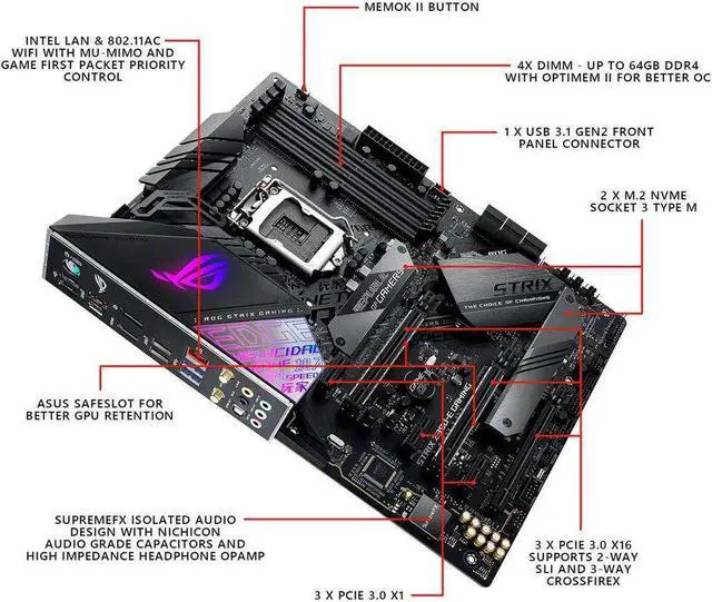 Alt view image 3 of 5 - ASUS ROG Strix Z390-E Gaming Intel Z390 SATA 6Gb/s LGA 1151 (300 Series)  ATX Intel Motherboard