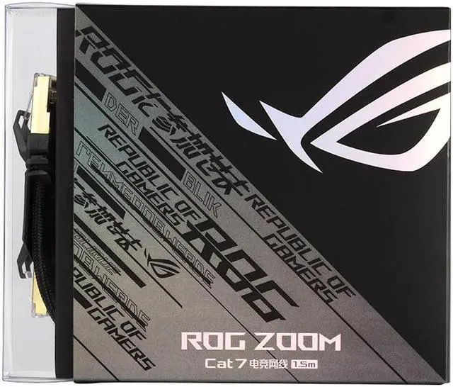 Alt view image 6 of 6 - ASUS ROG ZOOM CAT7 Gaming Network Cable-1.5M (4.92ft) , 600MHz 10G Channels/Gold-Plated Double Shielding Head/Fast Speed/THG Network Cable,ASUS Router Network Cable