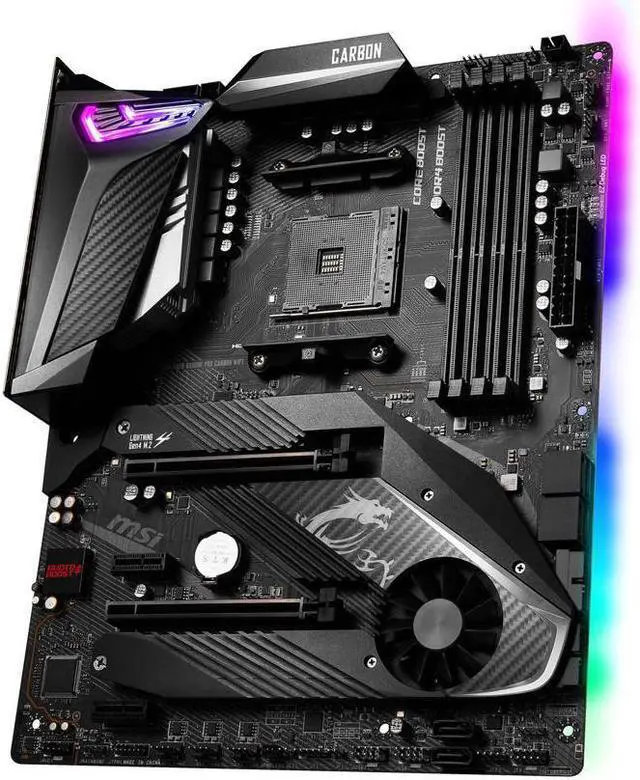 Alt view image 3 of 5 - MSI MPG X570 GAMING PRO CARBON WIFI Gaming Motherboard AMD AM4 SATA 6Gb/s M.2 USB 3.2 Gen 2 Wi-Fi 6 HDMI ATX