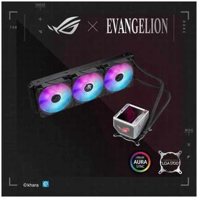 Alt view image 6 of 7 - ASUS ROG RYUJIN II 360 ARGB EVA EDITION all-in-one liquid CPU Cooler 360mm Radiator, 3.5" Color LCD, Support AURA SYNC, 3*120mm ROG ARGB Fans, Compatible with Intel LGA1700, 1200 and AM4 socket