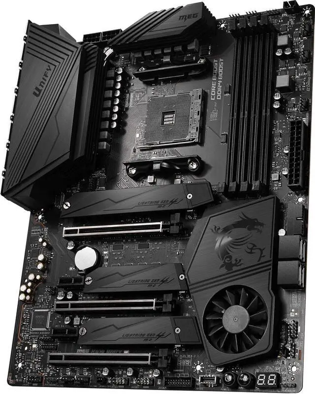 Alt view image 3 of 9 - MSI Meg X570 Unify AMD AM4, DDR4, PCIe 4.0, SATA M.2 Bluetooth 5 ATX Motherboard