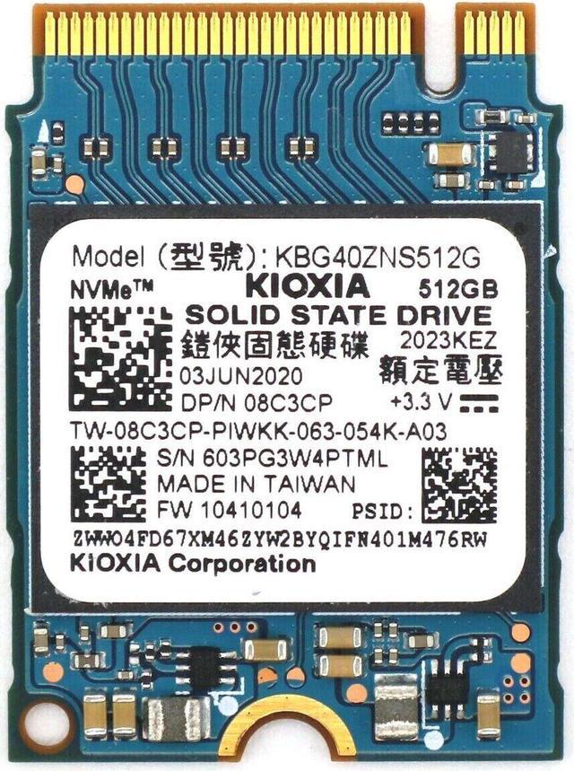 Kioxia BG4 512GB 2230 M.2 NVMe SSD Solid State KBG40ZNS512G Dell 8C3CP,Work in Steam Deck Internal -