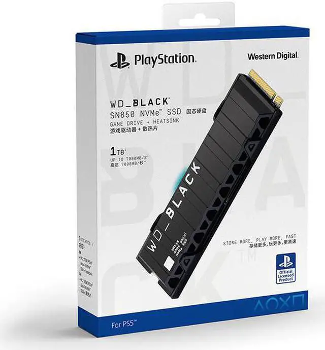 Alt view image 6 of 6 - Western Digital WD_BLACK 1TB SN850 NVMe SSD for PS5 Consoles Solid State Drive with Heatsink - Gen4 PCIe, M.2 2280, Up to 7,000 MB/s - WDBBKW0010BBK-WRSN