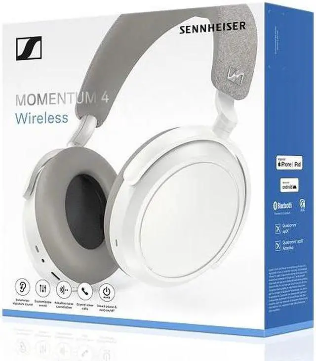 Alt view image 5 of 5 - Sennheiser White MOMENTUM 4 White Circumaural Headphone