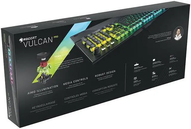 Alt view image 6 of 6 - ROCCAT Vulcan Pro Tactile Optical PC Gaming Keyboard, Titan Switch Full Size, with Per-key AIMO RGB Lighting, Anodized Aluminum Top Plate and Detachable Palm/Wrist Rest, Low Profile, Black