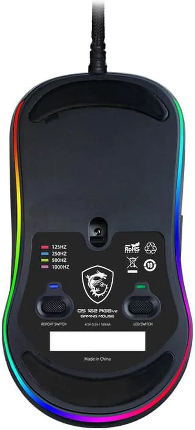 Alt view image 4 of 4 - MSI Intorceptor DS102 RGB V2 GAMING MOUSE -  Black ,PWM-3325 optical sensor, up to 10000 dpi, USB 2.0 Wired Connection