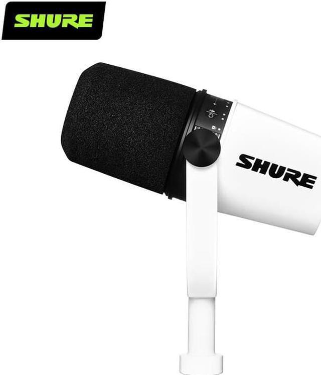 Shure MV7 Podcast Microphone (White) for Podcasting, Home