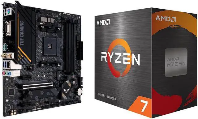 Main image of ASUS TUF GAMING B550M-E WIFI Socket AM4 AMD B550 DDR4 Micro ATX Motherboard and AMD Ryzen 7 5700X - Ryzen 7 5000 Series 8-Core 3.4 GHz Socket AM4 65W,AMD Motherboard CPU Combo