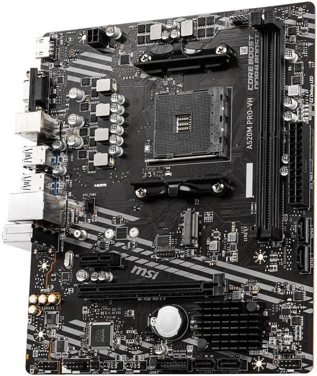 Alt view image 3 of 5 - MSI A520M PRO-VH AM4 AMD A520 SATA 6Gb/s USB 3.0 Micro ATX AMD Motherboard and AMD Ryzen 5 5500 - Ryzen 5 5000 Series 6-Core Socket AM4 65W,AMD Motherboard CPU Combo
