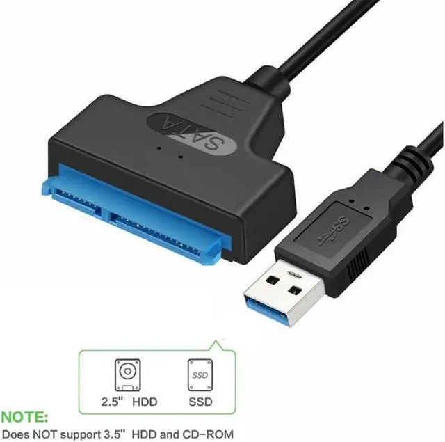 Main image of USB 3.0 SATA III Hard Drive Adapter Cable, SATA to USB Adapter Cable for 2.5 inch SSD & HDD,UASP-SATA to USB3.0 Converter, Black