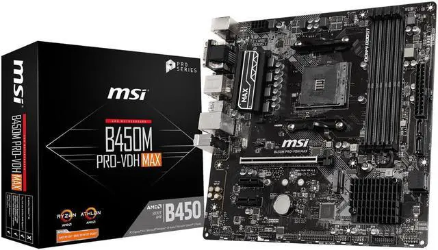 Alt view image 3 of 5 - MSI PRO B450M PRO-VDH MAX AM4 AMD B450 SATA 6Gb/s Micro ATX AMD Motherboard and AMD Ryzen 5 5500 - Ryzen 5 5000 Series 6-Core Socket AM4 65W,AMD Motherboard CPU Combo