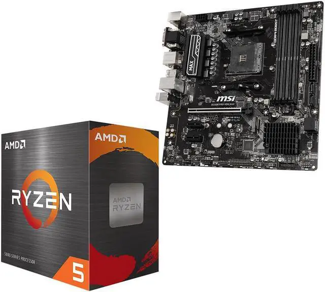 Main image of MSI PRO B450M PRO-VDH MAX AM4 AMD B450 SATA 6Gb/s Micro ATX AMD Motherboard and AMD Ryzen 5 5500 - Ryzen 5 5000 Series 6-Core Socket AM4 65W,AMD Motherboard CPU Combo