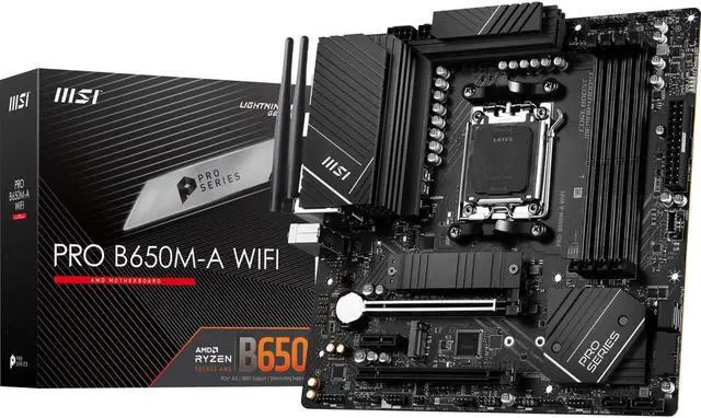Alt view image 3 of 5 - MSI PRO B650M-A WIFI AM5 AMD B650 SATA 6Gb/s DDR5 Ryzen 7000 Micro ATX Motherboard and AMD Ryzen 7 7800X3D - Ryzen 7 7000 Series 8-Core Socket AM5 120W,AMD Motherboard CPU Combo