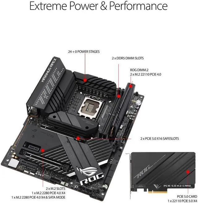 Alt view image 3 of 5 - ASUS ROG Maximus Z690 Apex (WiFi 6E) LGA 1700(Intel®12th&13th Gen) ATX gaming motherboard (PCIe® 5.0, DDR5,24+0 power stages,DDR5,5x M.2,1xPCIe 5.0 M.2