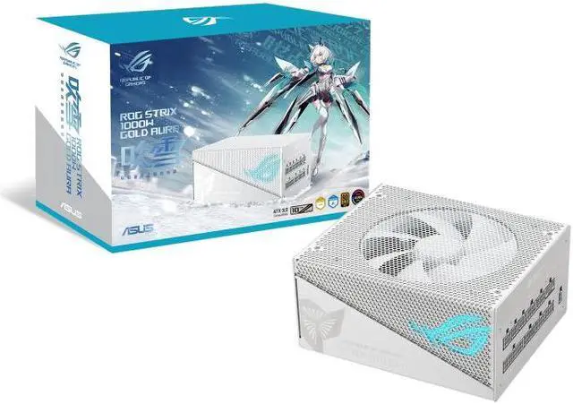 Alt view image 6 of 7 - ASUS ROG STRIX 1000W Gold Aura Snow Edition, 80+ Gold Certification Full Modular, Compatible with PCIe Gen 5.0 and ATX 3.0, Support Aura Sync, Axial-tech Fan, ATX 3.0 Power Supply, White PSU