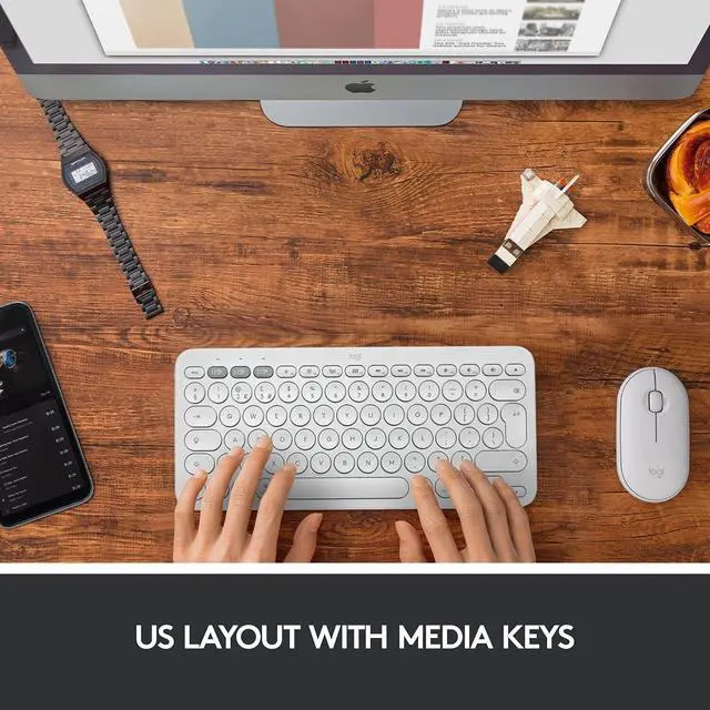 Alt view image 2 of 4 - Logitech K380 Multi-Device Wireless Bluetooth Keyboard (920-009600) - Off White