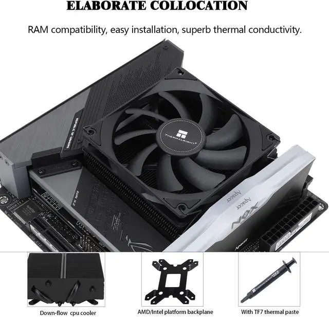 Alt view image 10 of 12 - Thermalright AXP90-X53 Black Low Profile CPU Air Cooler, 53mm Height, Black Nickel Plated, TL-9015B 92mm PWM Fan, for AMD AM4/Intel 115X/1200