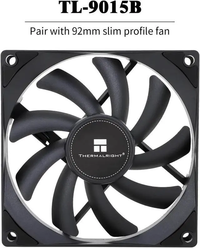 Alt view image 11 of 12 - Thermalright AXP90-X53 Black Low Profile CPU Air Cooler, 53mm Height, Black Nickel Plated, TL-9015B 92mm PWM Fan, for AMD AM4/Intel 115X/1200