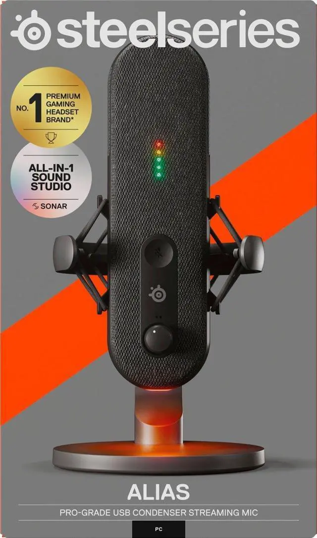 Alt view image 6 of 19 - SteelSeries Alias USB Mic for PC - 3X Bigger Capsule for Gaming, Streaming and Podcasting - AI Noise Cancelling - LED Mute & Level Monitoring - Shock Mount