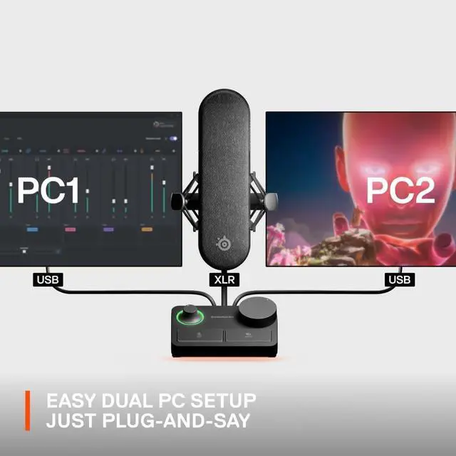 Alt view image 6 of 13 - SteelSeries Alias Pro Kit  XLR Mic + Stream Mixer  3X Bigger Capsule for Gaming, Streaming and Podcasting  USB/XLR Interface  Free Sonar Audio Software  Custom Controls  RGB  Single or Dual PC
