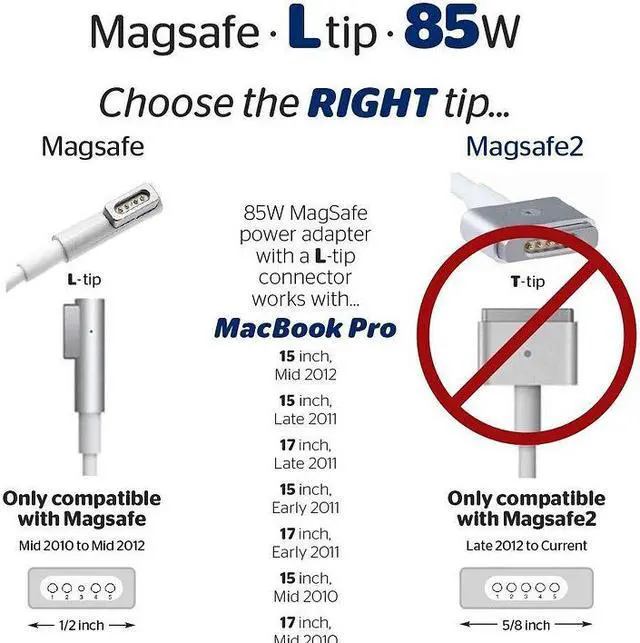 Alt view image 5 of 7 - 85W L-Tip MagSafe1 Power Adapter Charger for MacBook Pro A1424 A1343 (Early2012)
